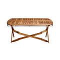 "Elegant Foldable Wooden Table with Slatted Design"