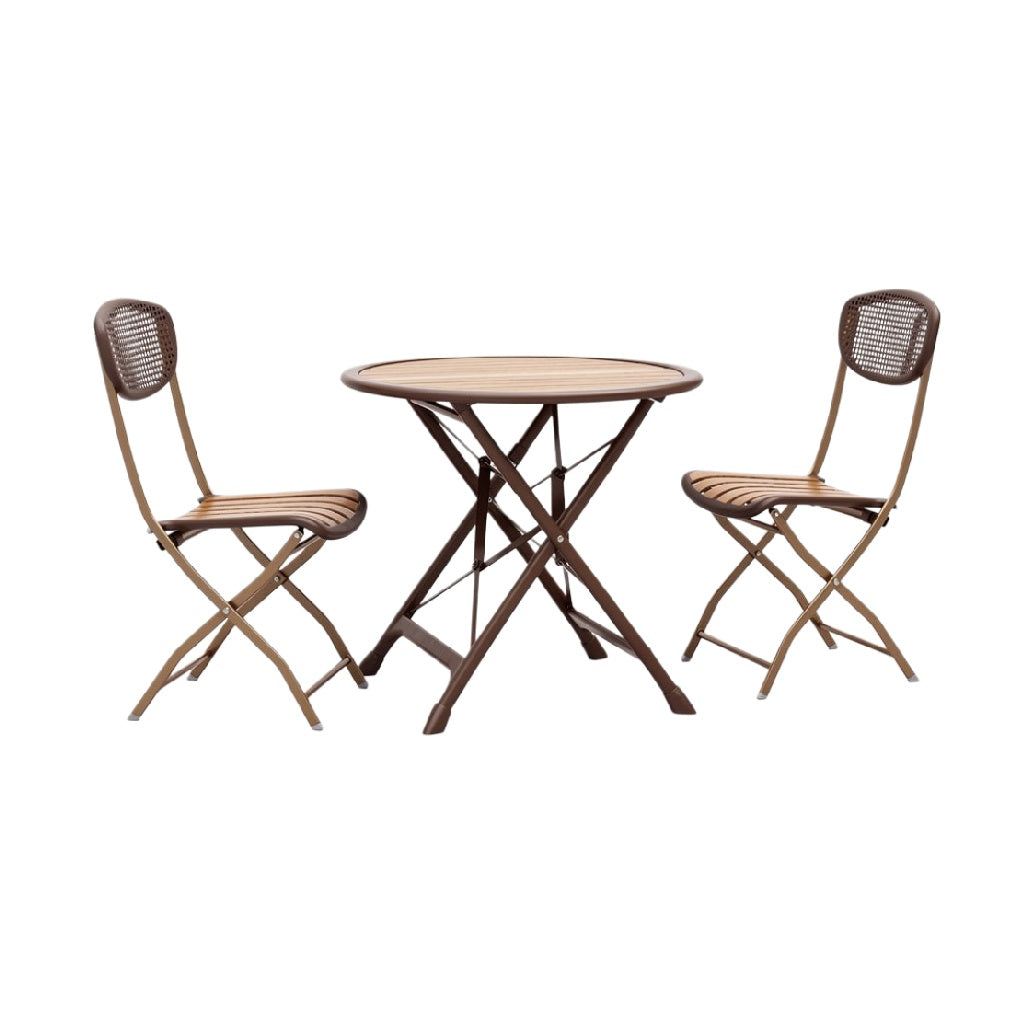 "Modern Folding Bistro Table Set with Two Chairs"
