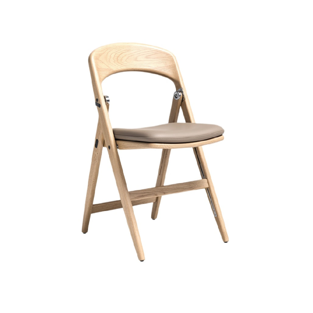 Elegant Wooden Folding Chair with Leather Seat