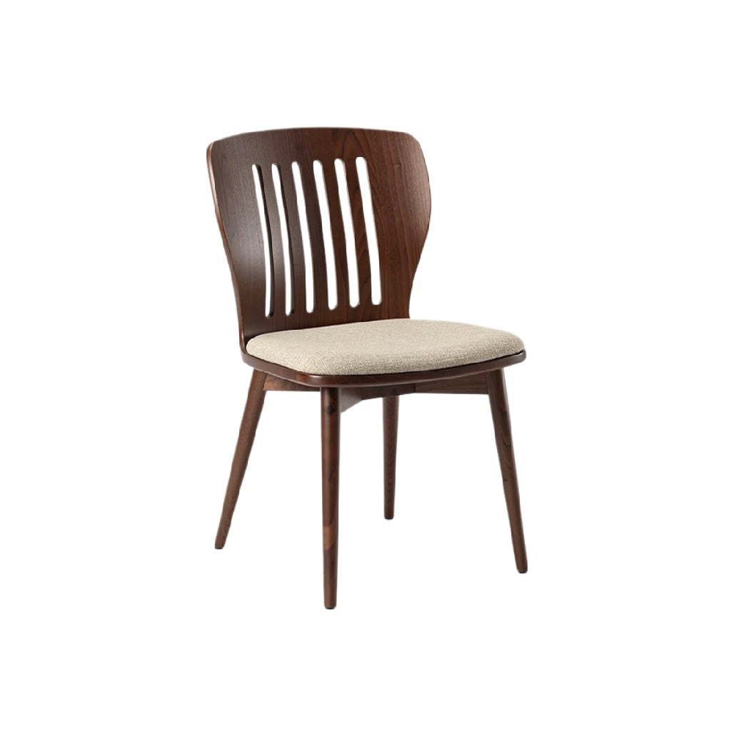 "Sleek Wooden Dining Chair with Cushioned Seat"