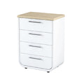 Modern White and Wood 4-Drawer Storage Chest