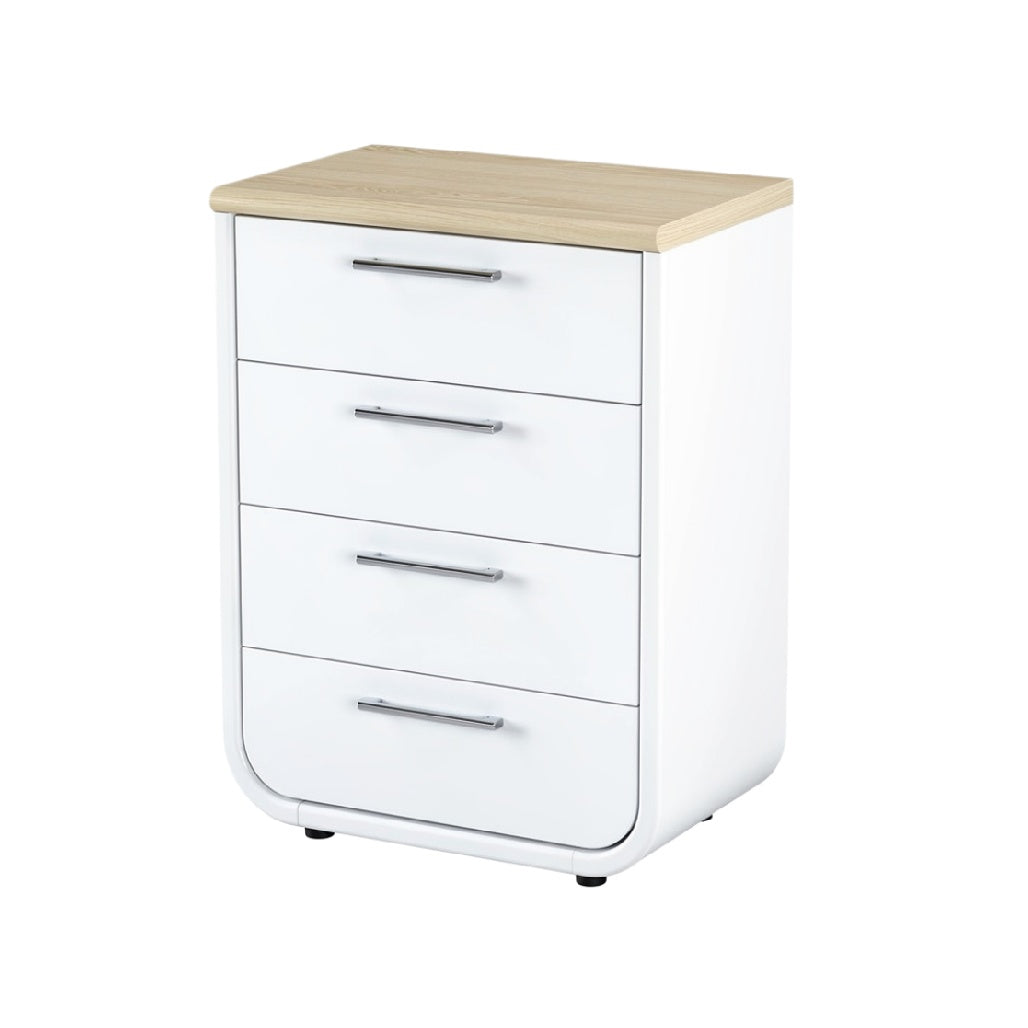 Modern White and Wood 4-Drawer Storage Chest