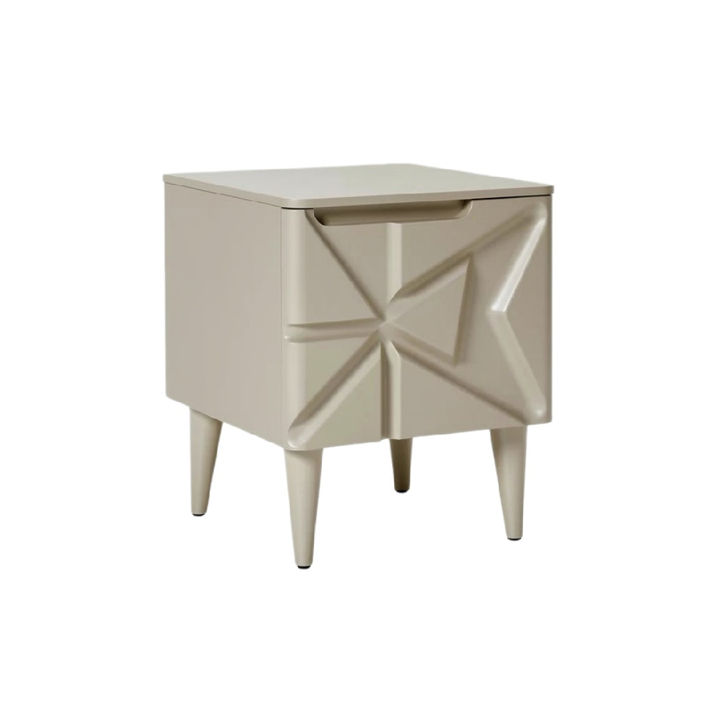 Stylish Beige Geometric Nightstand with Modern Design